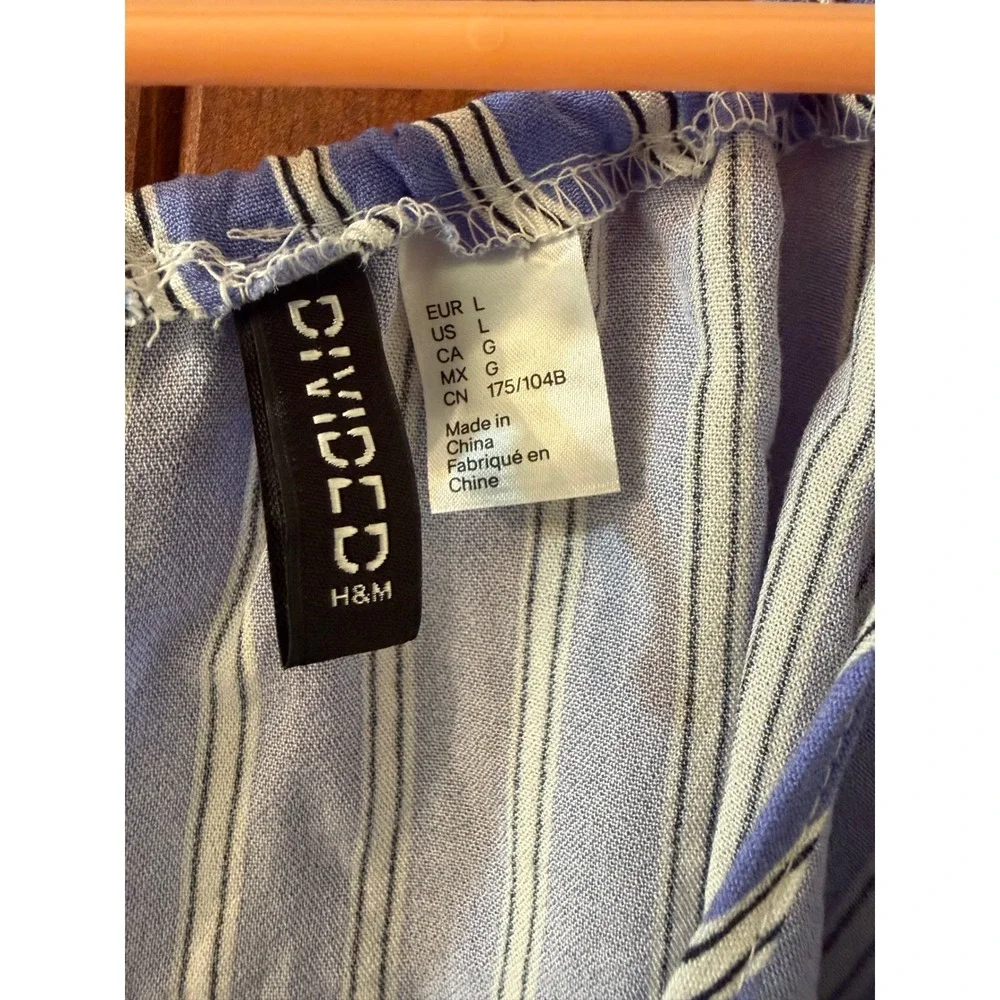 HM Divided Womens Blue‎ White Striped Sleeveless Mini Dress Size L Halter Neck